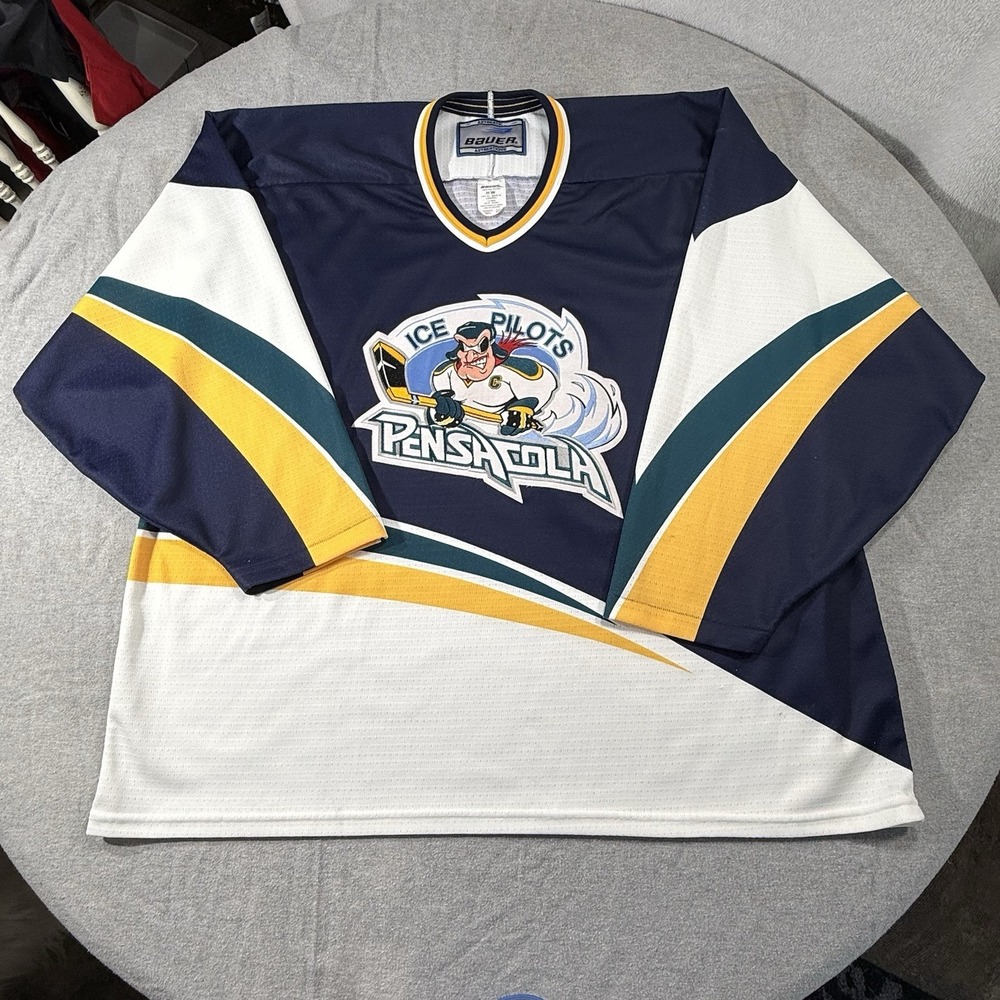 Bauer Vtg Y2k Pensacola Ice Pilots Jersey Mens 2x Defunct ECHL Minor Hockey
